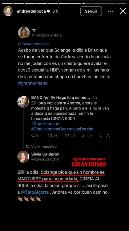 Instagram de Andrea del Boca